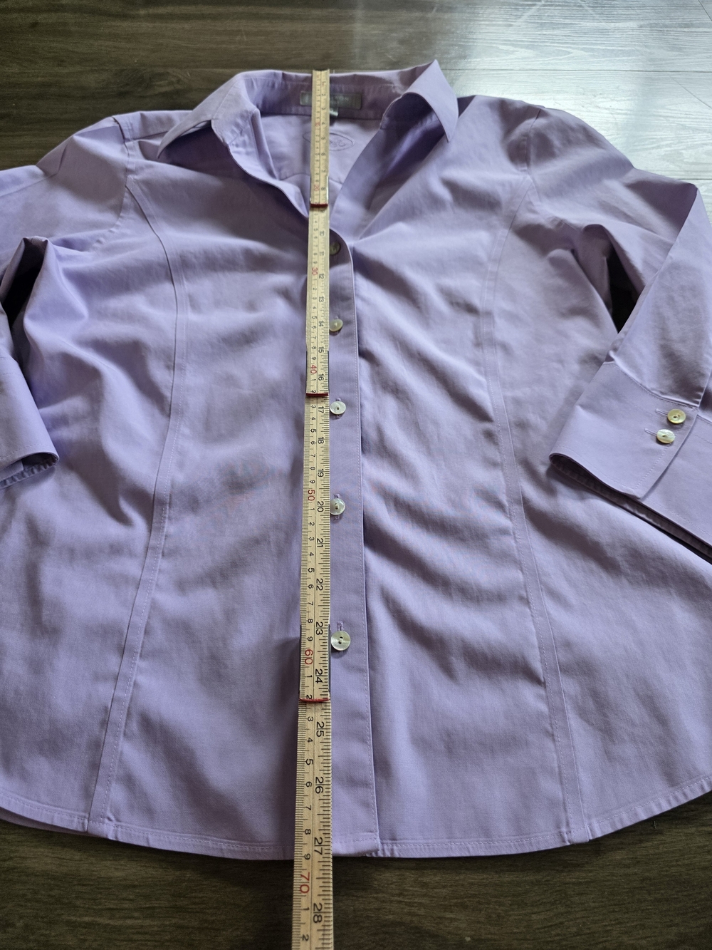 Foxcroft Non-Iron Fitted Blouse Lavender Lilac Button-Down Long Sleeve Sz 10 - Picture 3 of 9